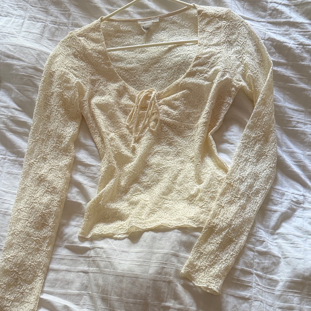 Cottage core croquette long sleeve floral lace top